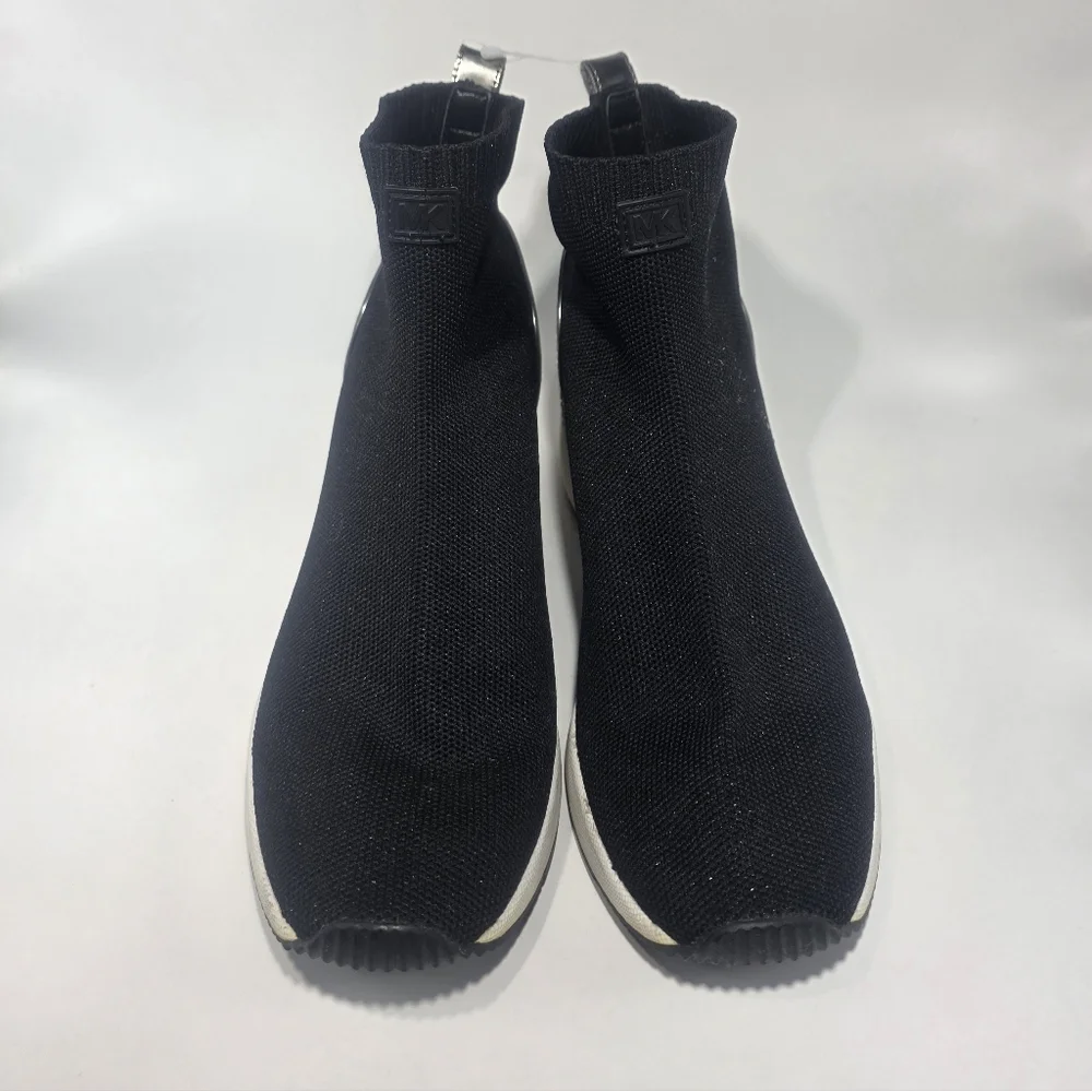 Michael Kors Skyler Black Knit Wedge Sneakers Women’s Size 8.5 Glitter Heel